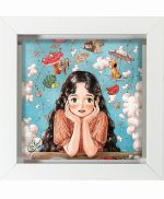 تابلو کاشی سفیدهنری مدل  دخترانه  کد h583 اندازه 30 در 30