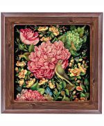 تابلو کاشی طرح چوب هنری طرح  گل کد h1095  اندازه 17*17