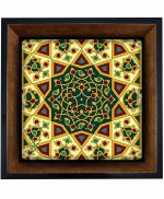 تابلو کاشی مشکی طلایی هنری طرح  سنتی کد h1096  اندازه 27*27