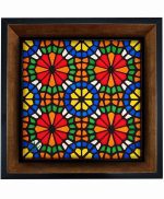 تابلو کاشی مشکی طلایی هنری طرح  ایرانی کد h1101  اندازه 17*17