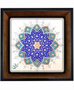 تابلو کاشی مشکی طلایی هنری طرح  سنتی کد h1102  اندازه 17*17