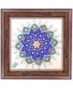 تابلو کاشی طرح چوب هنری طرح  سنتی کد h1102  اندازه 27*27