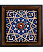 تابلو کاشی مشکی طلایی هنری طرح  سنتی کد h1132  اندازه 27*27