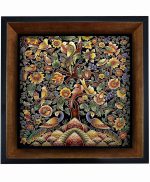 تابلو کاشی مشکی طلایی هنری طرح  سنتی کد h1156  اندازه 27*27