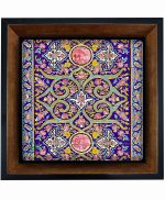 تابلو کاشی مشکی طلایی هنری طرح  سنتی کد h1197  اندازه 27*27