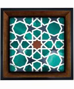 تابلو کاشی مشکی طلایی هنری طرح  سنتی کد h1388  اندازه 27*27