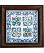 تابلو کاشی مشکی طلایی هنری طرح  سنتی کد h1413  اندازه 27*27