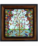 تابلو کاشی مشکی طلایی هنری طرح  سنتی کد h181  اندازه 27*27
