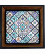 تابلو کاشی مشکی طلایی هنری طرح  سنتی کد h191  اندازه 27*27