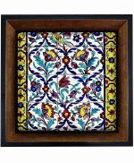 تابلو کاشی مشکی طلایی هنری طرح  سنتی کد h230  اندازه 27*27