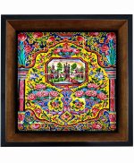 تابلو کاشی مشکی طلایی هنری طرح  سنتی کد h386  اندازه 27*27