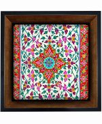 تابلو کاشی مشکی طلایی هنری طرح  سنتی کد h406  اندازه 17*17