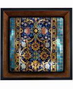 تابلو کاشی مشکی طلایی هنری طرح  سنتی کد h46  اندازه 17*17