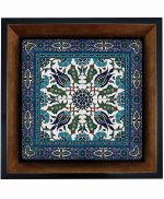 تابلو کاشی مشکی طلایی هنری طرح  سنتی کد h469  اندازه 17*17