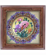 تابلو کاشی طرح چوب هنری طرح  گل کد h473  اندازه 17*17