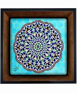 تابلو کاشی مشکی طلایی هنری طرح  سنتی کد h756  اندازه 27*27