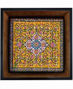 تابلو کاشی مشکی طلایی هنری طرح  سنتی  کد h79   اندازه 27*27
