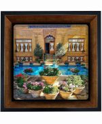 تابلو کاشی مشکی طلایی هنری طرح  خونه کد h828  اندازه 17*17