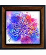تابلو کاشی مشکی طلایی هنری طرح  گل کد h860  اندازه 17*17