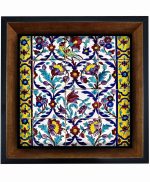 تابلو کاشی مشکی طلایی هنری طرح  سنتی کد h871  اندازه 27*27
