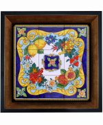 تابلو کاشی مشکی طلایی هنری طرح  سنتی کد h993  اندازه 17*17