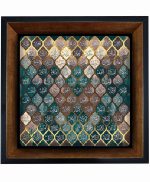 تابلو کاشی مشکی طلایی مذهبی طرح  الله کد m765  اندازه 17*17